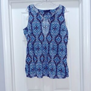 Printed beaded top